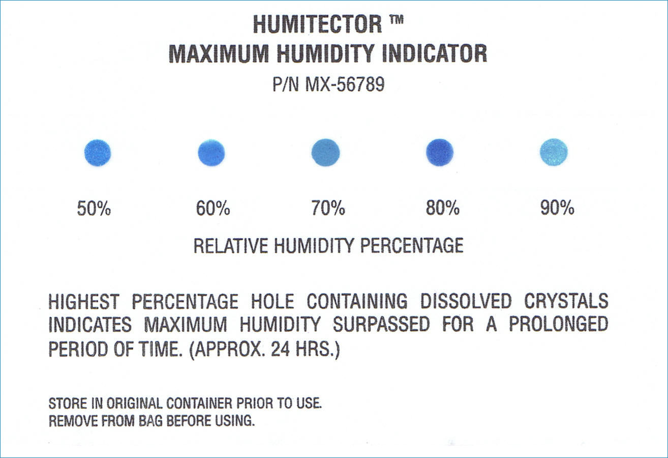 Humidity Indicator Card 5% 10% 15% RH to Monitor Moisture Barrier Bags -  13868