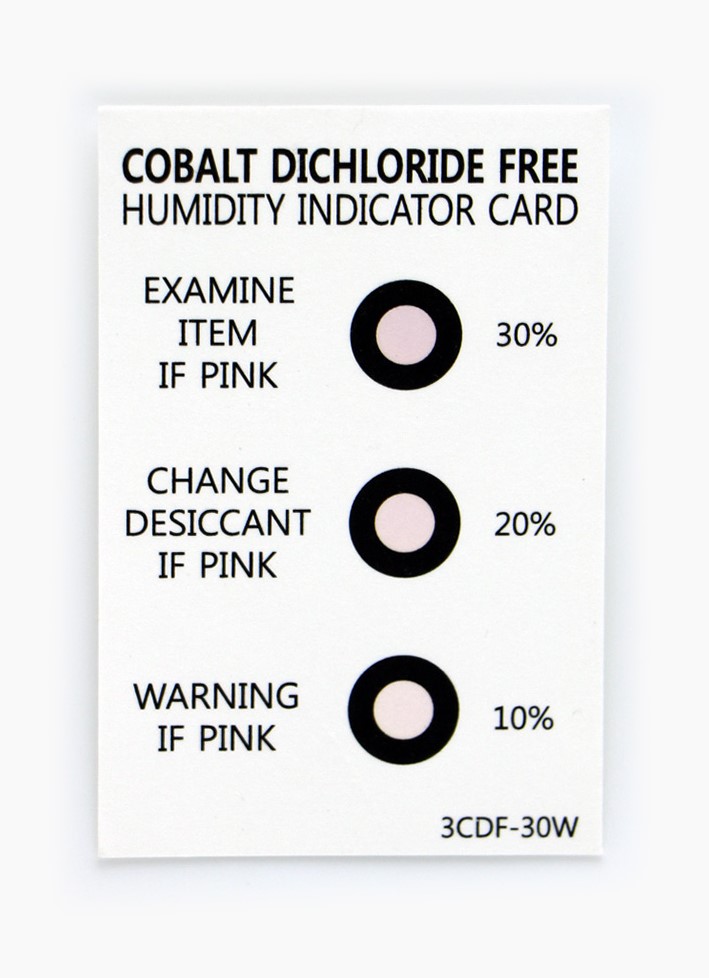 Indicateur d'humidité réversible 10- 30. Humidity indicator card. Cobalt Dichloride Free.  Indicateurs d'humidité - Sercalia